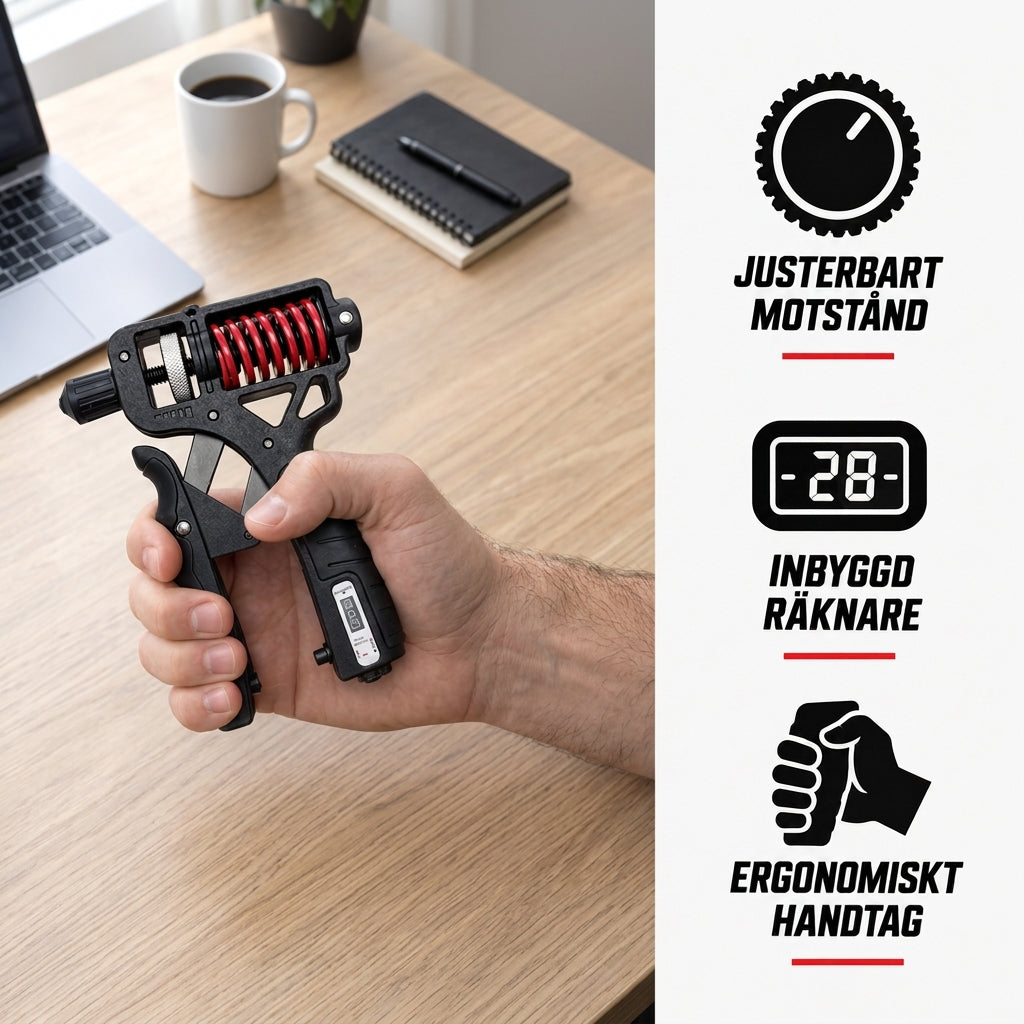 HandGrip™ – Ergonomisk Handtränare med Räknare (5–165 kg)